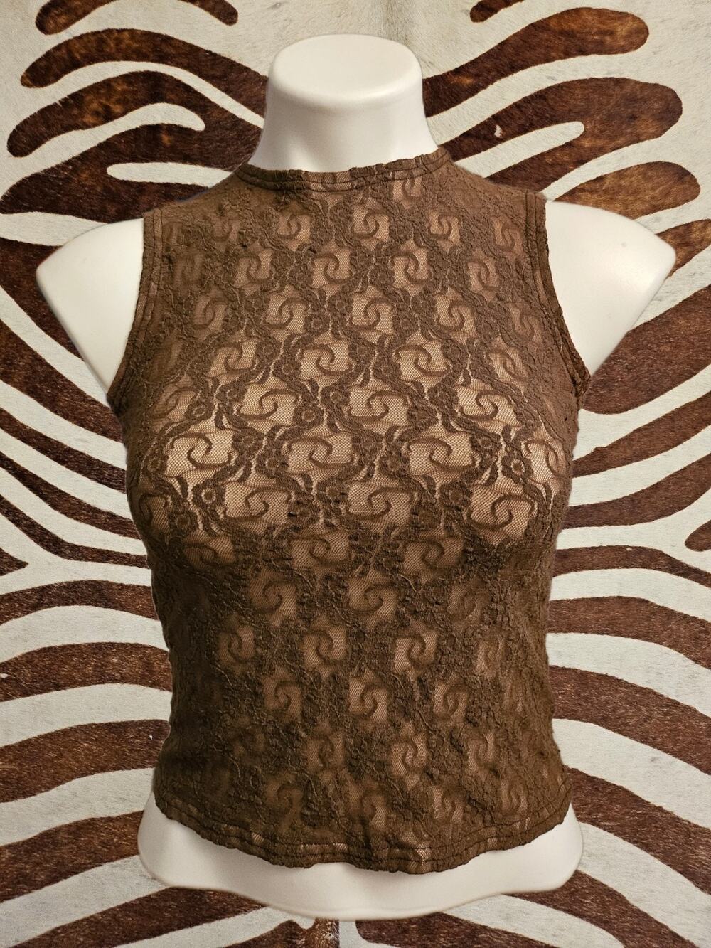 Vintage Y2K Only Hearts NYC Tulle Brown Tank Camisole Women's Size M Made USA